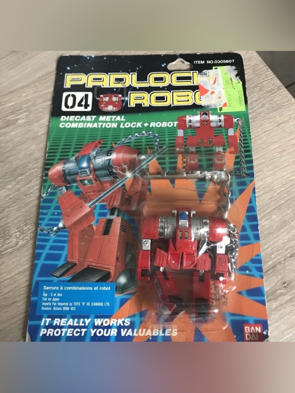 Vintage 1985 Bandai Padlock Robot 04 Metal Joe MJ-04 MIP Transformer Combo Lock